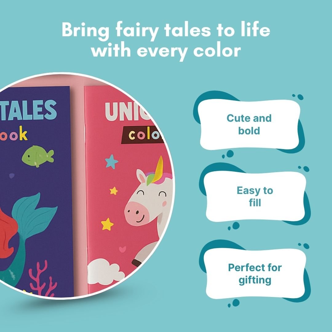Cots and Cuddles Mermaid & Unicorn Design Colouring Books for Kids - CNCColorBookUnicorn&Mermaid