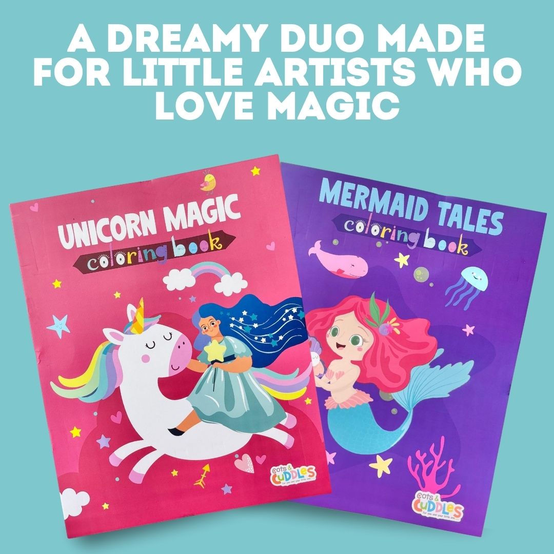 Cots and Cuddles Mermaid & Unicorn Design Colouring Books for Kids - CNCColorBookUnicorn&Mermaid