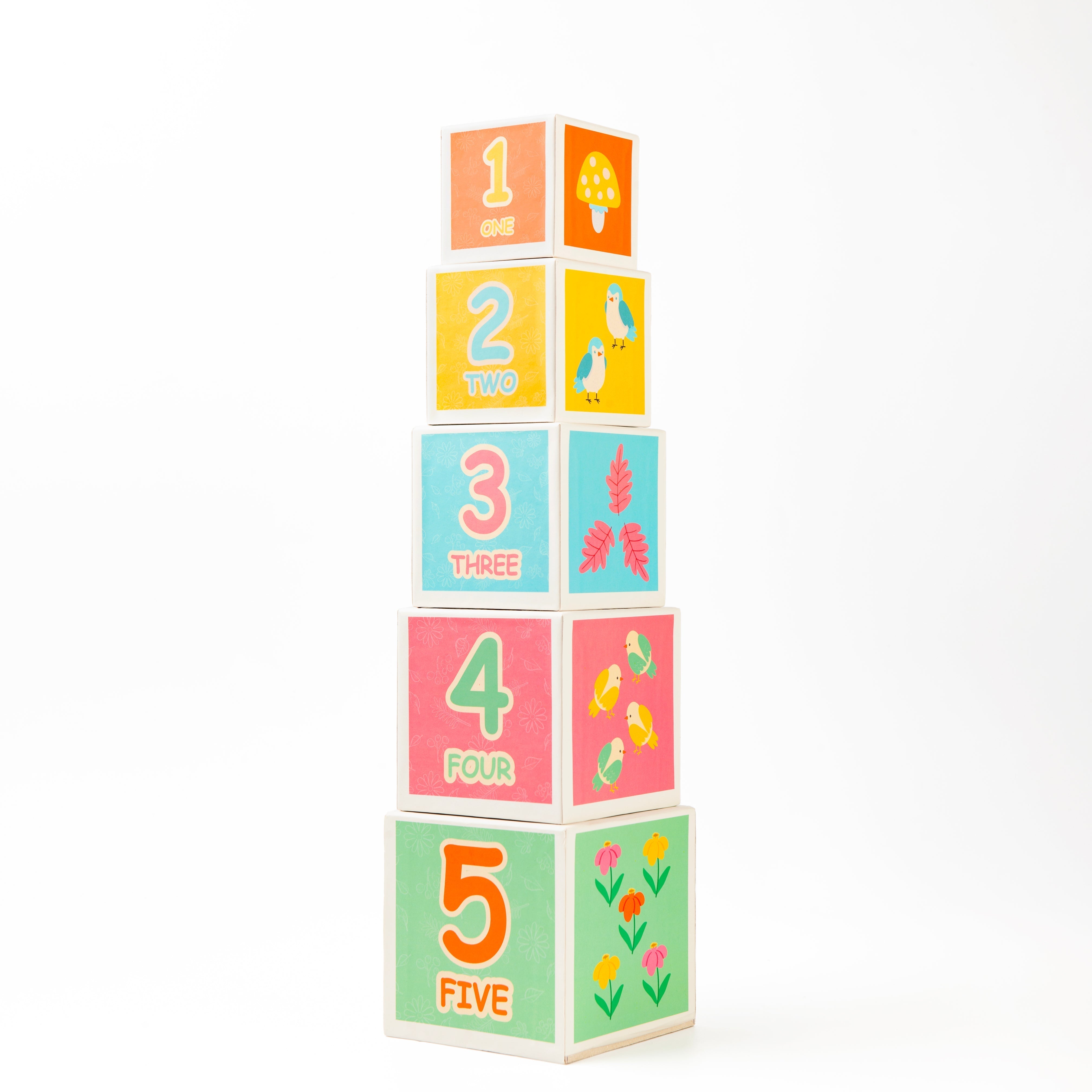 Cots and Cuddles Nature Birds Theme 5 Layer Stacking Cube for Kids Age 1+ - CNC Stacking Cube