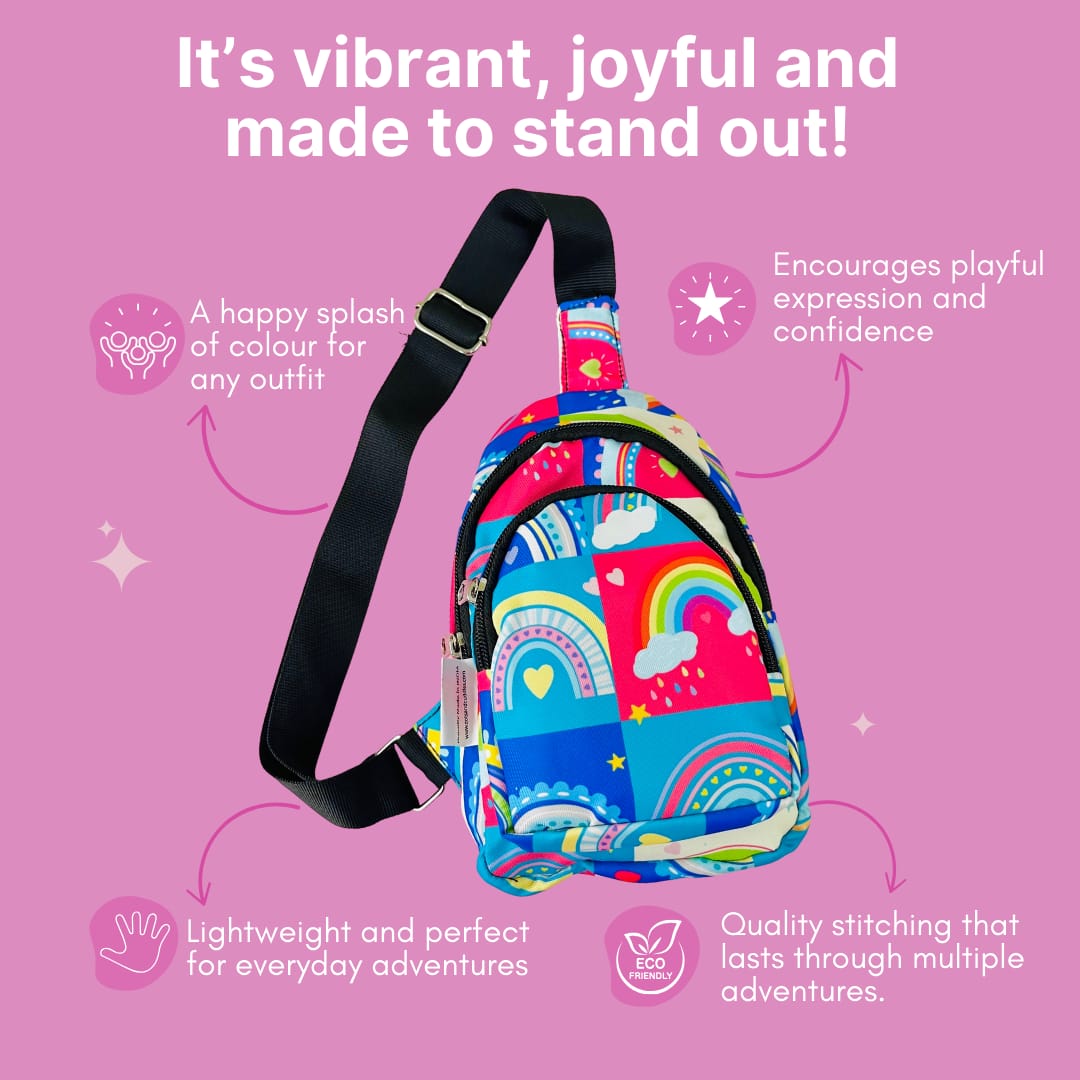 Cots and Cuddles Rainbow Print Crossbody Bag for Kids - 1pcRainbowCrossbodyBag