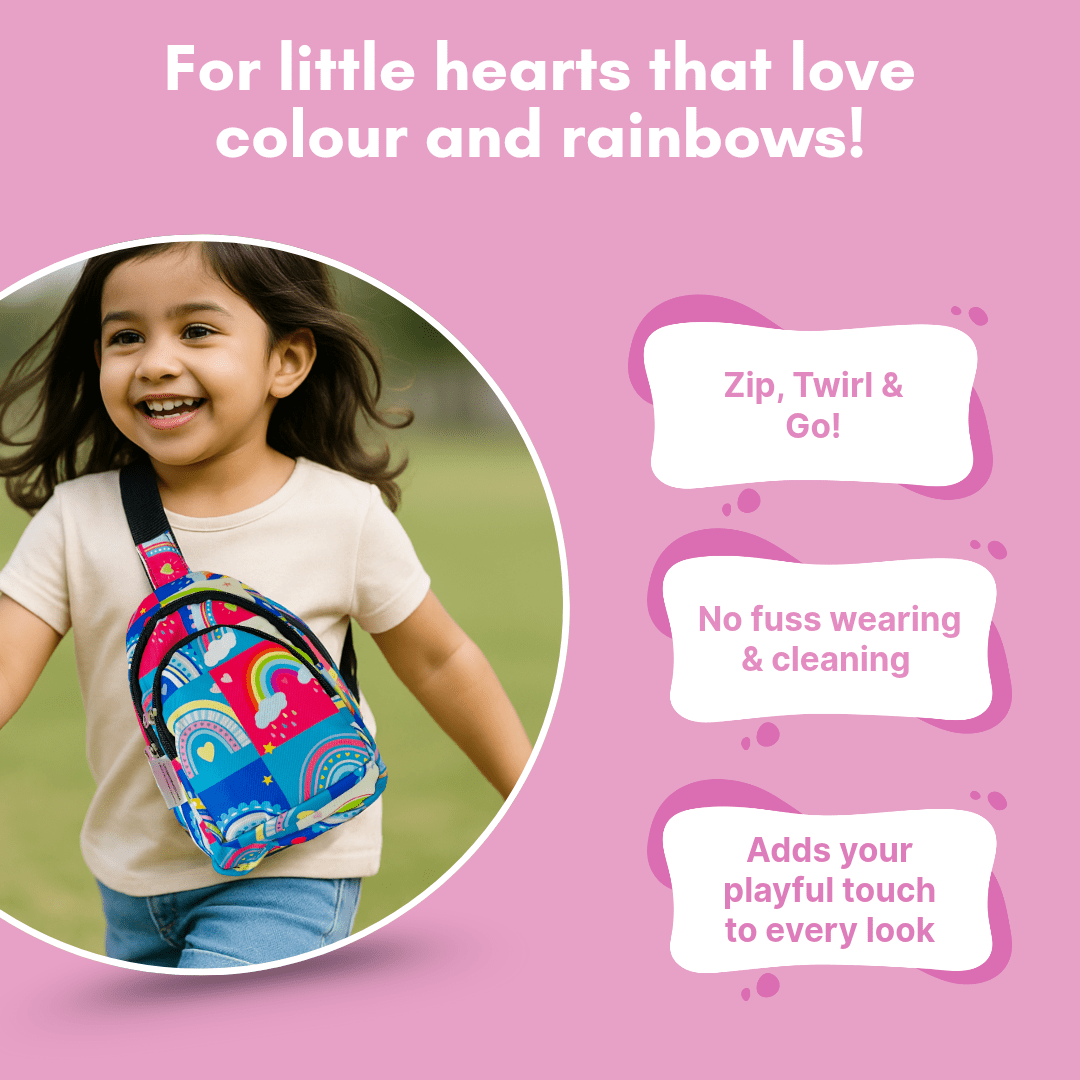 Cots and Cuddles Rainbow Print Crossbody Bag for Kids - 1pcRainbowCrossbodyBag