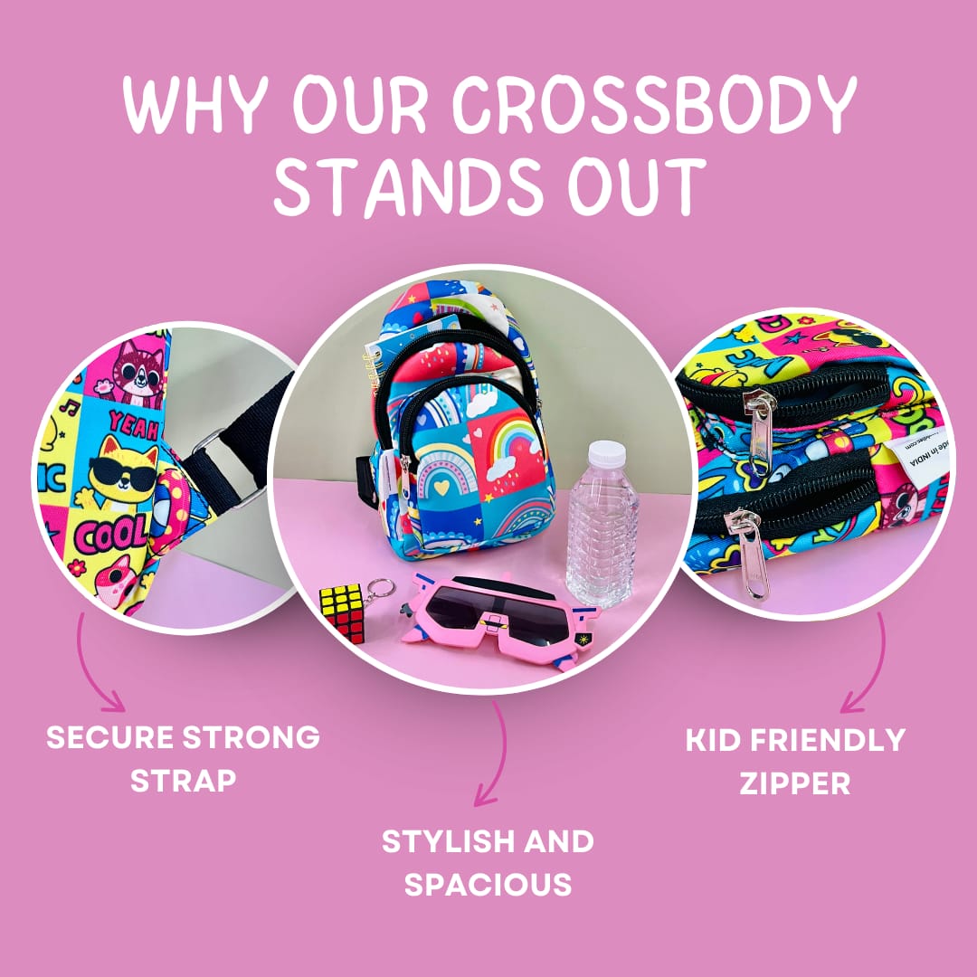 Cots and Cuddles Rainbow Print Crossbody Bag for Kids - 1pcRainbowCrossbodyBag