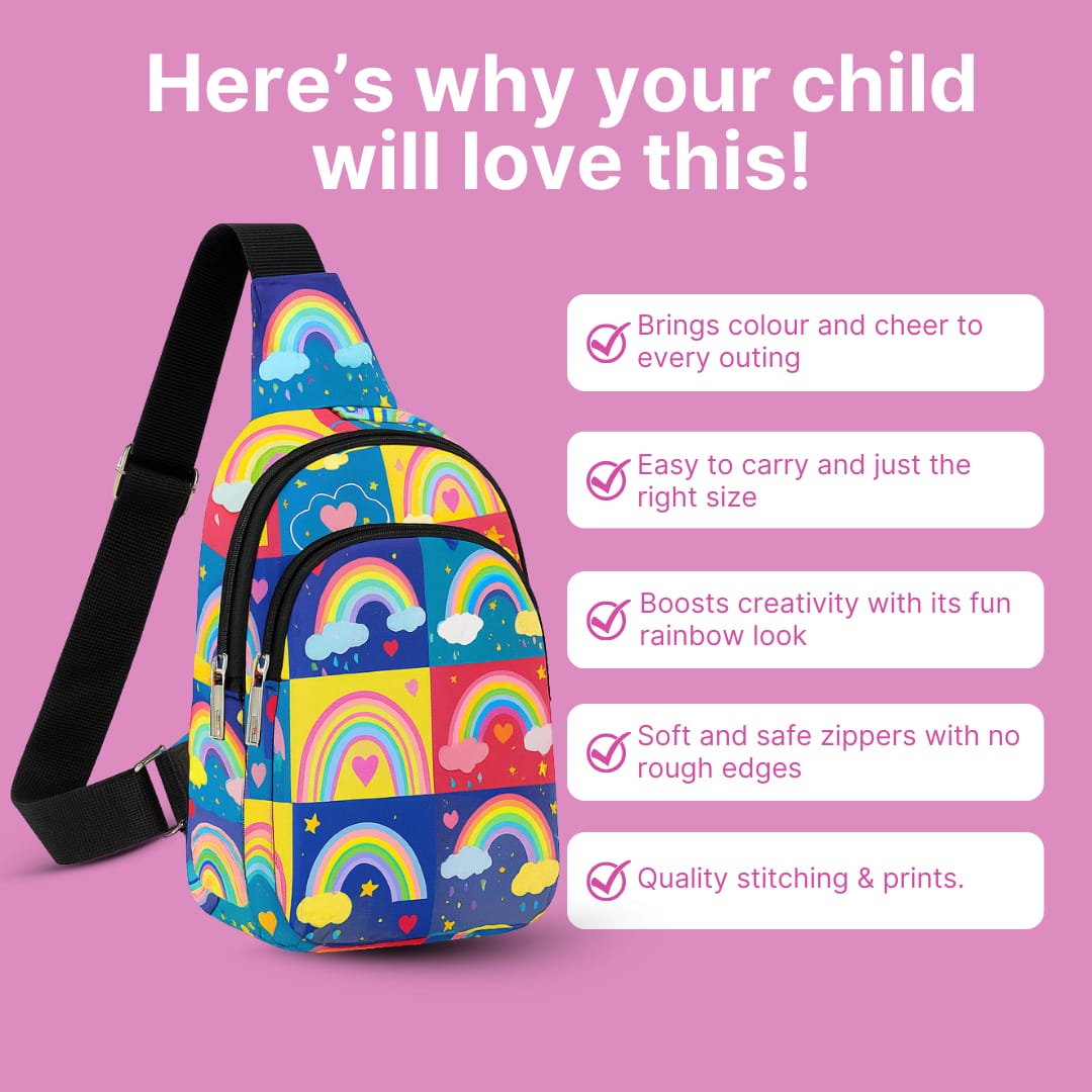Cots and Cuddles Rainbow Print Crossbody Bag for Kids - 1pcRainbowCrossbodyBag
