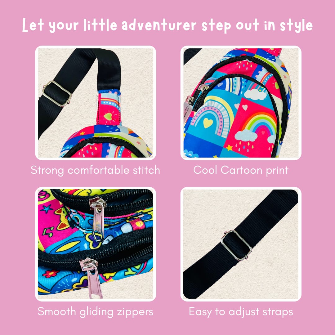 Cots and Cuddles Rainbow Print Crossbody Bag for Kids - 1pcRainbowCrossbodyBag