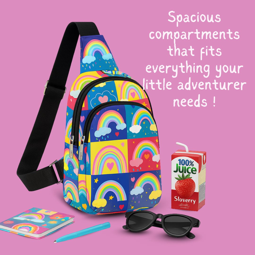 Cots and Cuddles Rainbow Print Crossbody Bag for Kids - 1pcRainbowCrossbodyBag