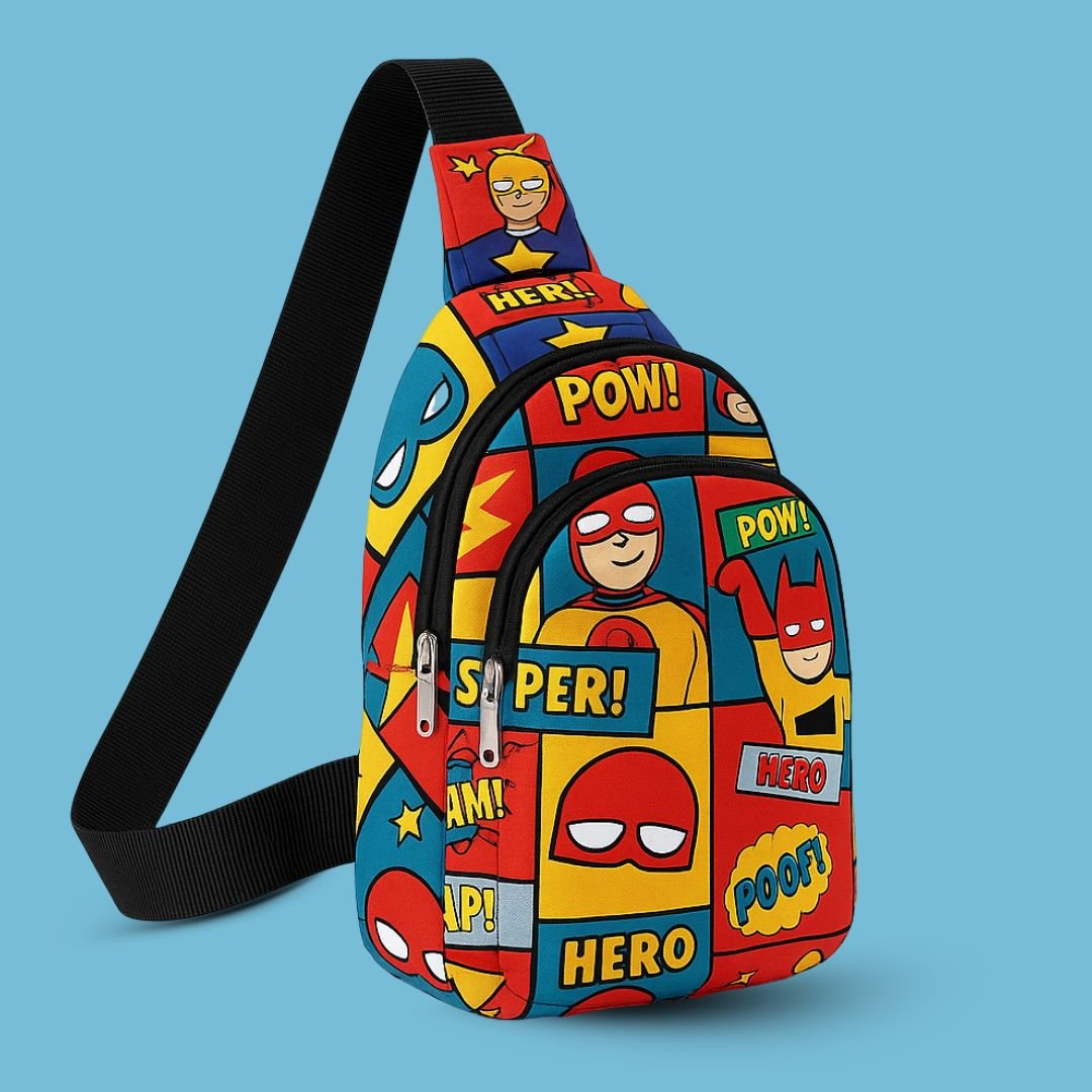 Cots and Cuddles Superhero Print Crossbody Bag for Kids - 1pcSuperheroCrossbodyBag
