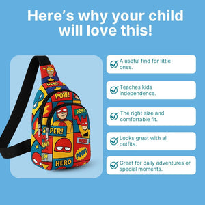 Cots and Cuddles Superhero Print Crossbody Bag for Kids - 1pcSuperheroCrossbodyBag