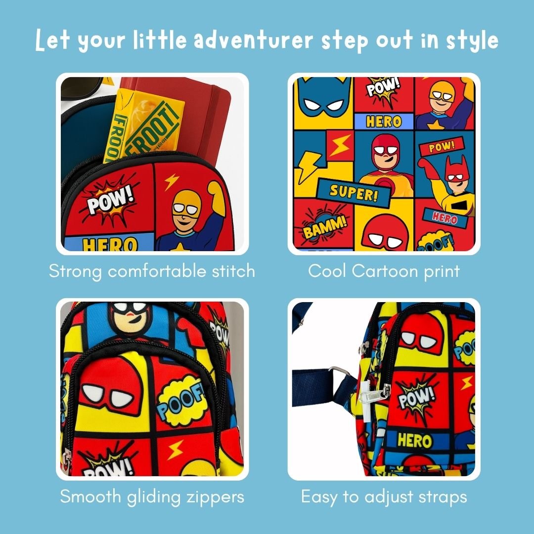 Cots and Cuddles Superhero Print Crossbody Bag for Kids - 1pcSuperheroCrossbodyBag