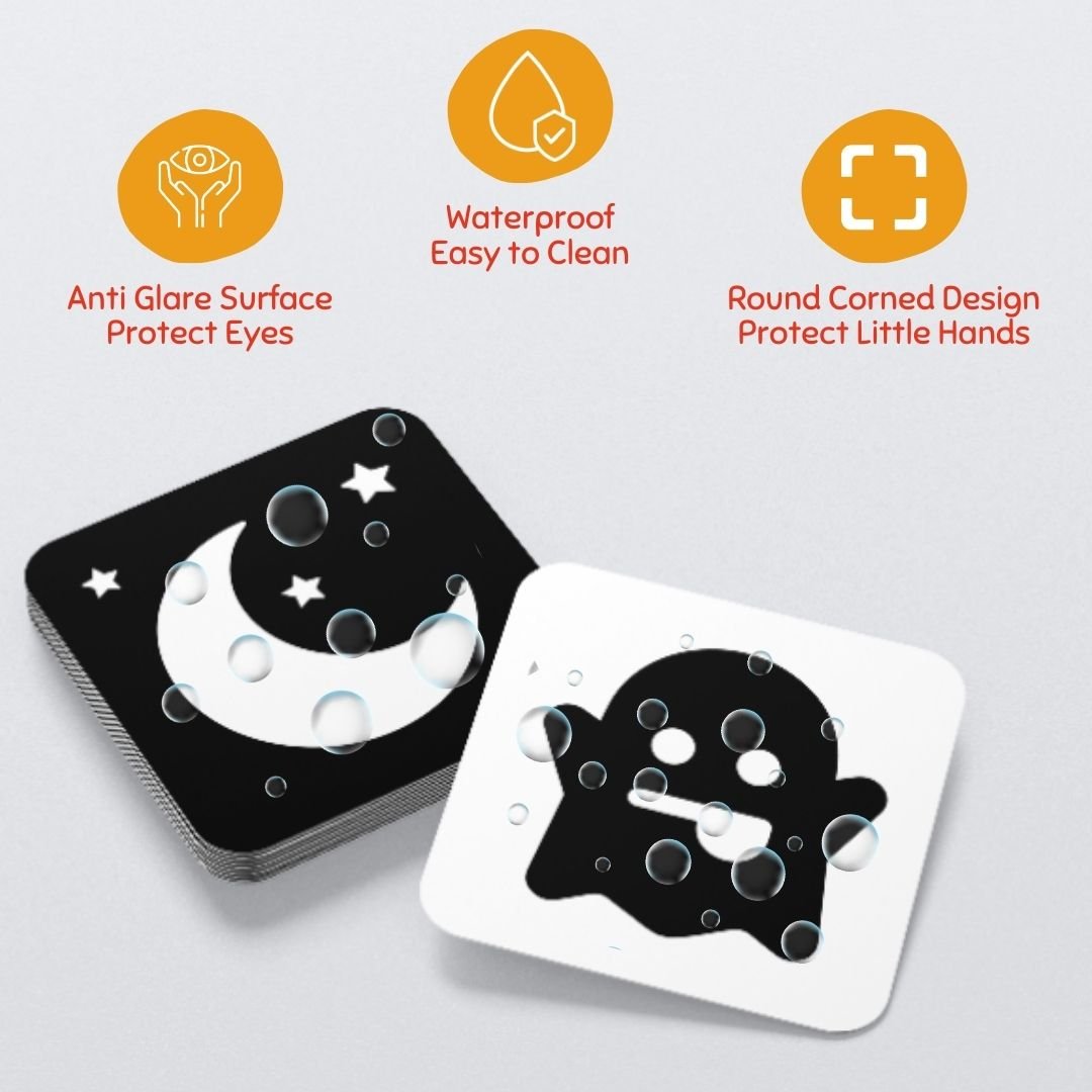 Cots and Cuddles Tiny Vision Flashcards for Kids Age 0 - 9 months Set of 3 - CNC Tiny Vision Flashcards Set of 3