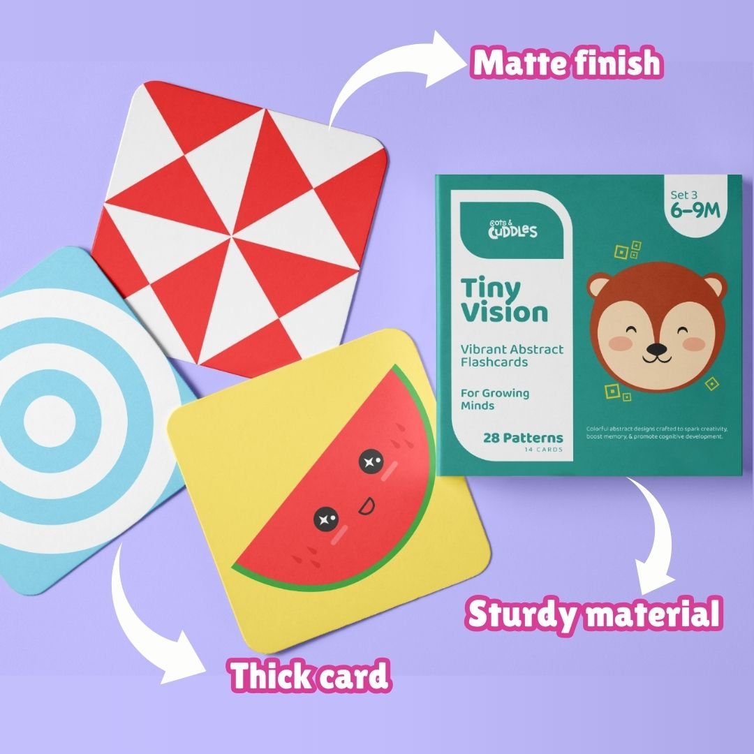 Cots and Cuddles Tiny Vision Flashcards for Kids Age 0 - 9 months Set of 3 - CNC Tiny Vision Flashcards Set of 3