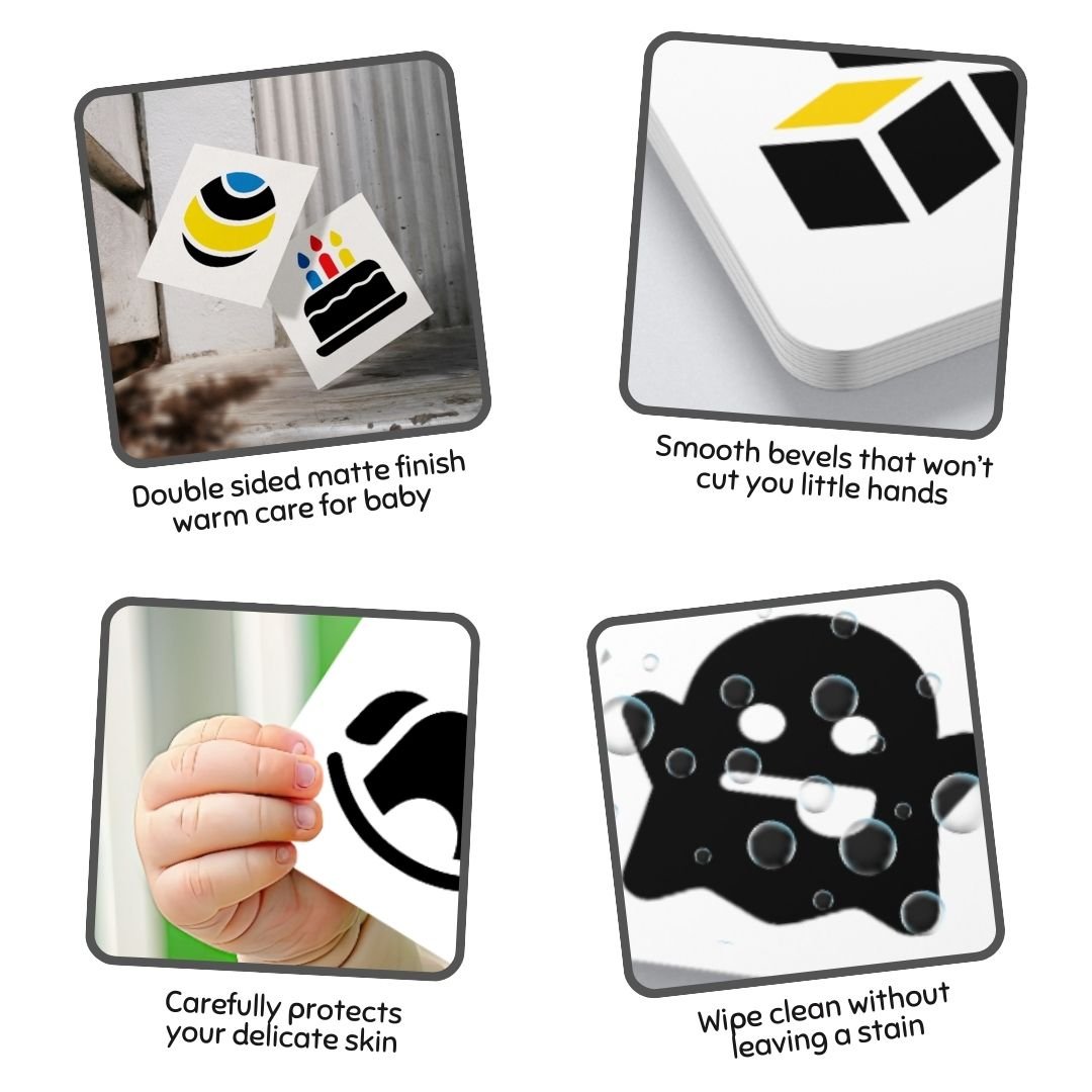 Cots and Cuddles Tiny Vision Flashcards for Kids Age 0 - 9 months Set of 3 - CNC Tiny Vision Flashcards Set of 3