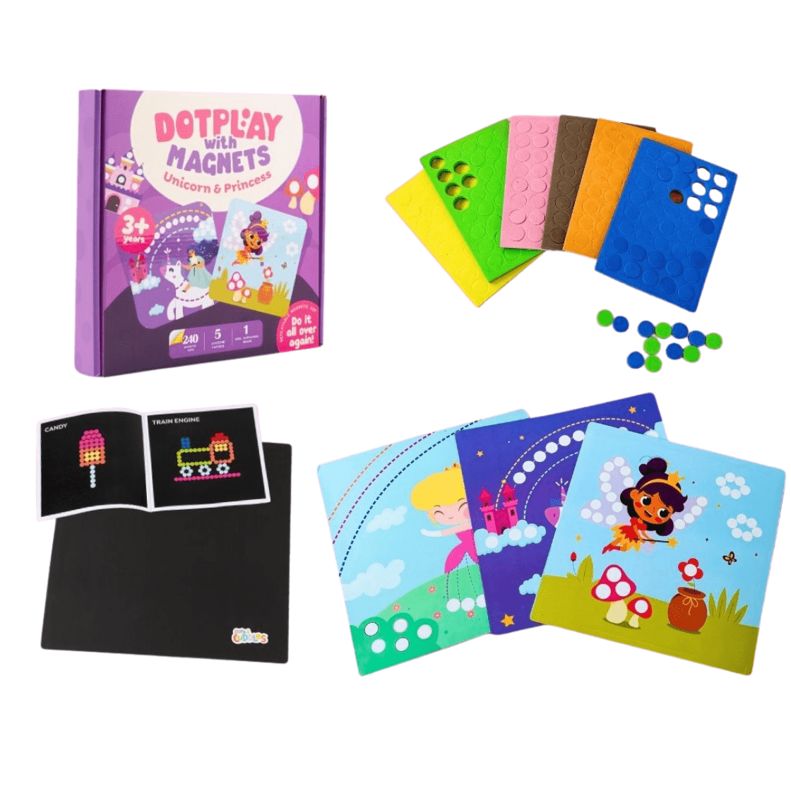 Cots and Cuddles Unicorn & Princess Theme Magnetic Dot Play Activity Game for Kids - CNCDotPlayMagnetUnicorn&Princess