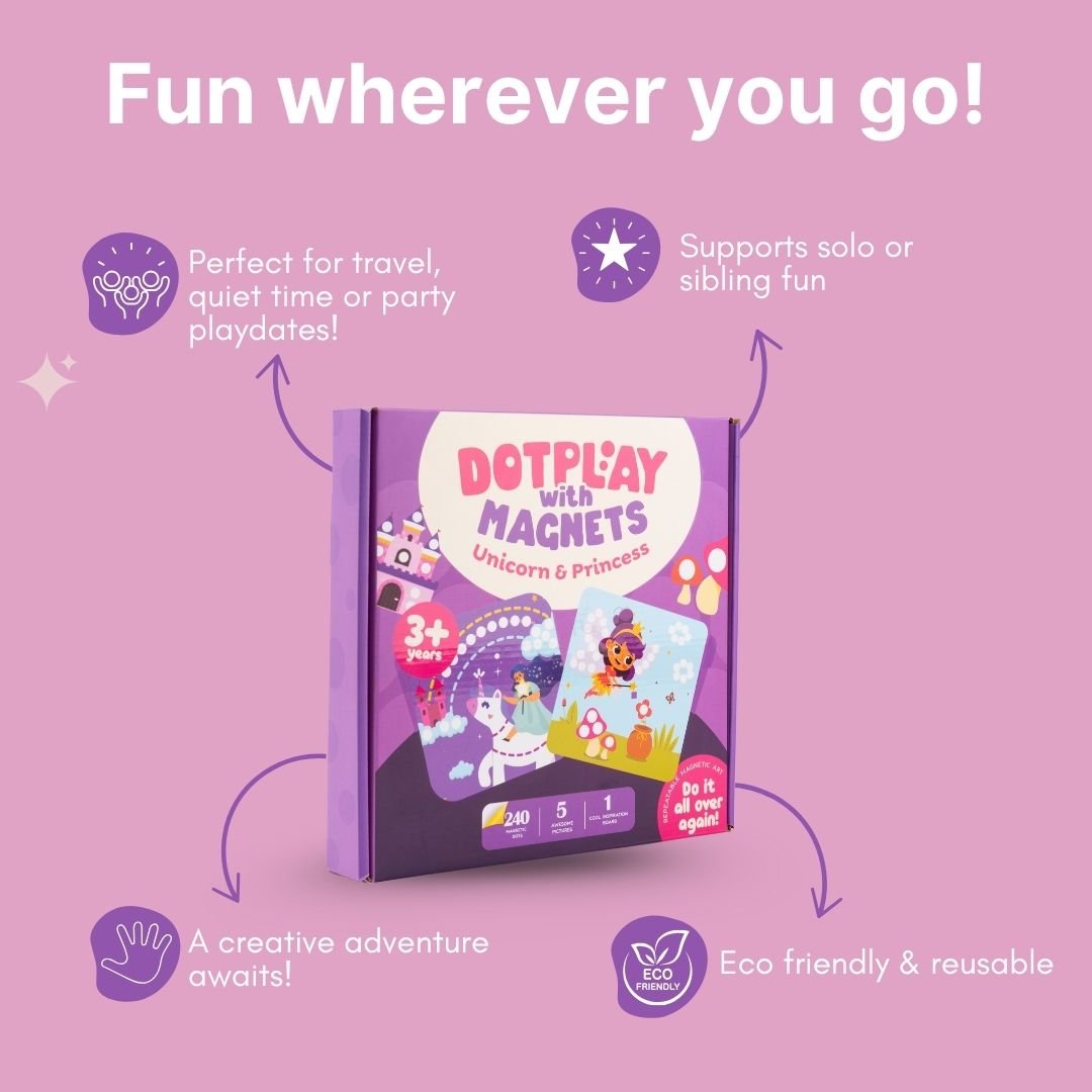 Cots and Cuddles Unicorn & Princess Theme Magnetic Dot Play Activity Game for Kids - CNCDotPlayMagnetUnicorn&Princess