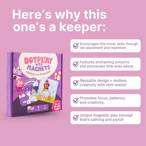 Cots and Cuddles Unicorn & Princess Theme Magnetic Dot Play Activity Game for Kids - CNCDotPlayMagnetUnicorn&Princess