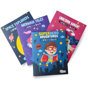 Cots and Cuddles Unicorn, Space, Mermaid & Superhero Theme Colouring Book for Kids - CNC4DesignColorBook