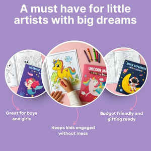 Cots and Cuddles Unicorn, Space, Mermaid & Superhero Theme Colouring Book for Kids - CNC4DesignColorBook