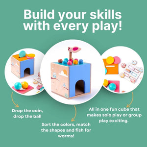 Cots and Cuddles Wooden 5 in 1 Activity Cube for Kids - CNCWooden5in1ActivityCube