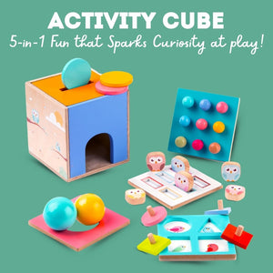 Cots and Cuddles Wooden 5 in 1 Activity Cube for Kids - CNCWooden5in1ActivityCube