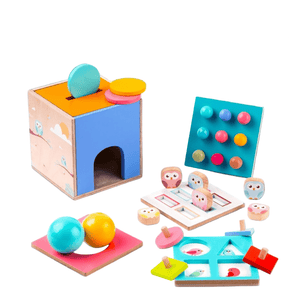 Cots and Cuddles Wooden 5 in 1 Activity Cube for Kids - CNCWooden5in1ActivityCube