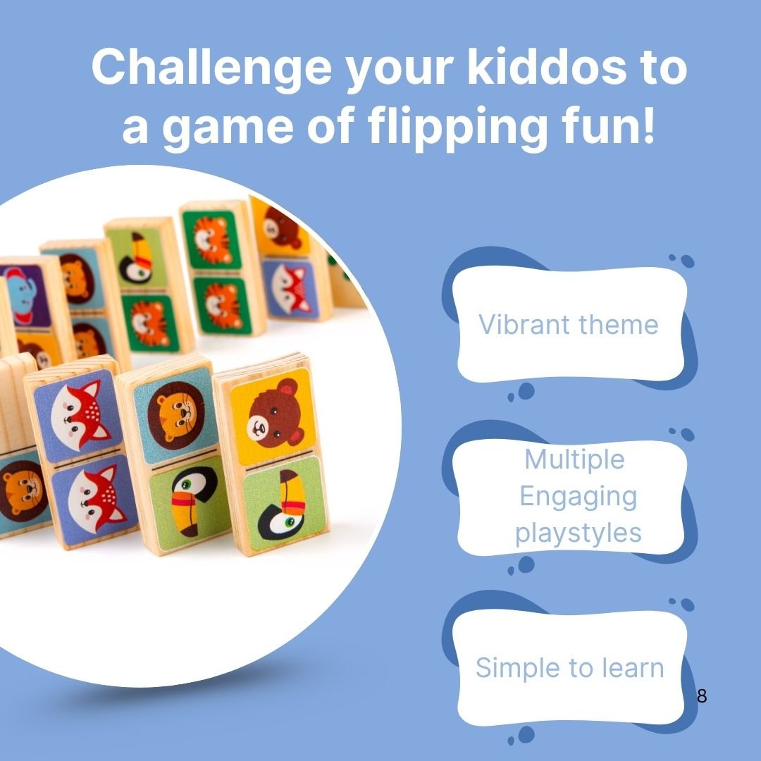 Cots and Cuddles Wooden Animal Faces Dominoe Blocks for Kids - Building Blocks