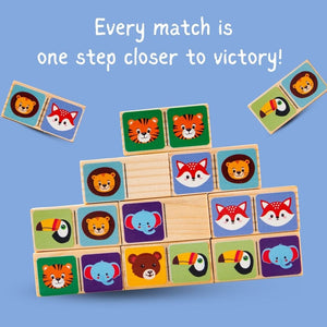 Cots and Cuddles Wooden Animal Faces Dominoe Blocks for Kids - Building Blocks