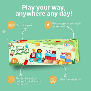 Cots and Cuddles Wooden Animal Parade Train Pull Along Toy for Kids - CNCWoodenAnimalParade