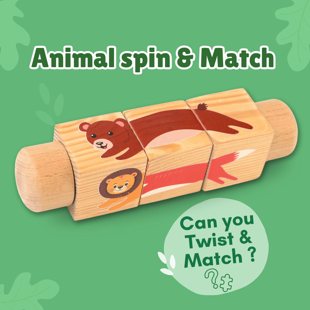 Cots and Cuddles Wooden Animal Rotate & Match Puzzle - CNC Wooden Rotate & Match Puzzle