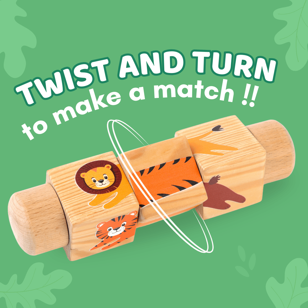 Cots and Cuddles Wooden Animal Rotate & Match Puzzle - CNC Wooden Rotate & Match Puzzle