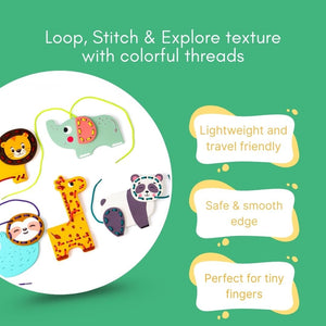 Cots and Cuddles Wooden Animal Stitch and Play Set for Kids - CNCAnimalStitch&PlaySet