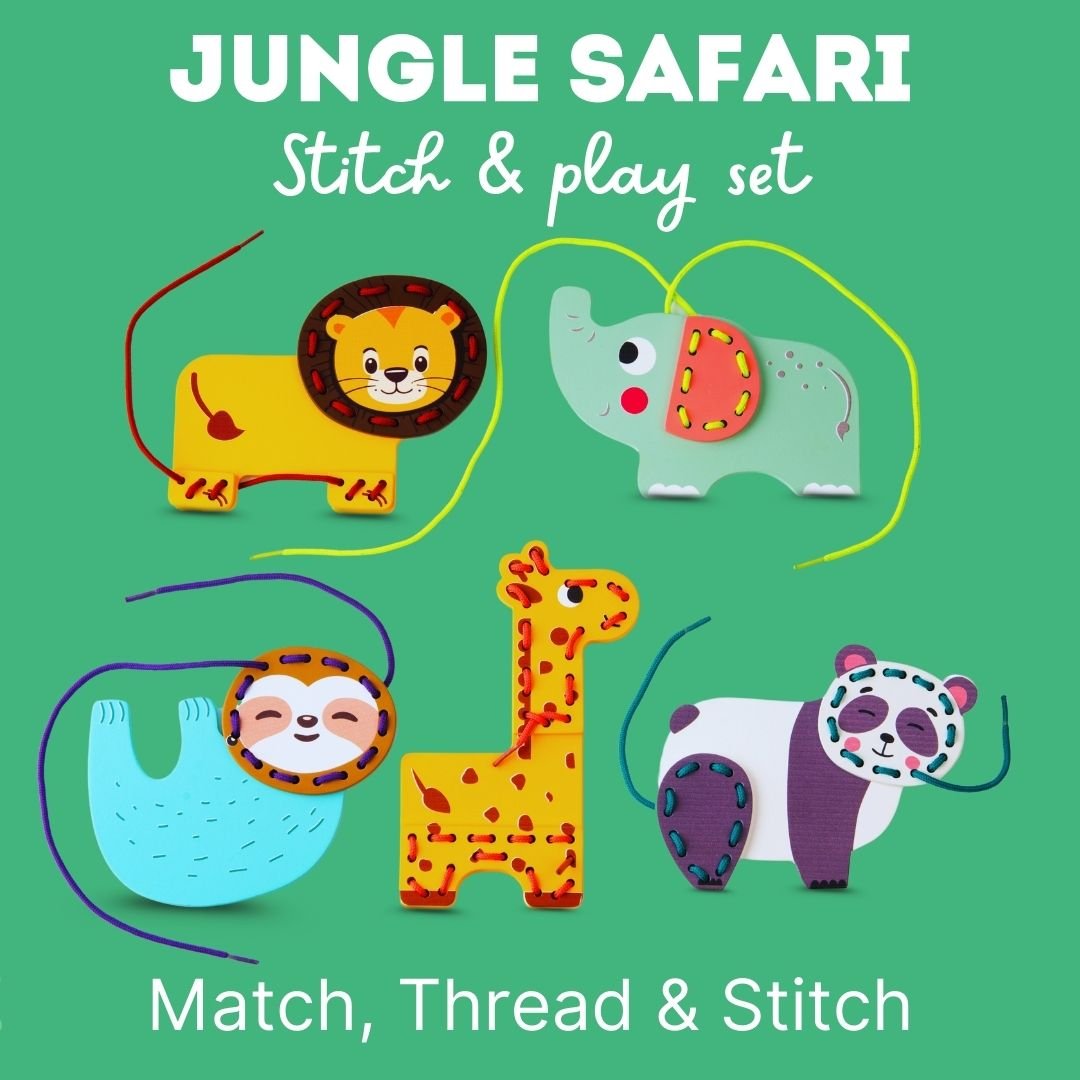 Cots and Cuddles Wooden Animal Stitch and Play Set for Kids - CNCAnimalStitch&PlaySet