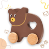 Cots and Cuddles Wooden Bear with Wheels Toy for Kids - CNCWoodenBearCar