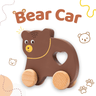 Cots and Cuddles Wooden Bear with Wheels Toy for Kids - CNCWoodenBearCar