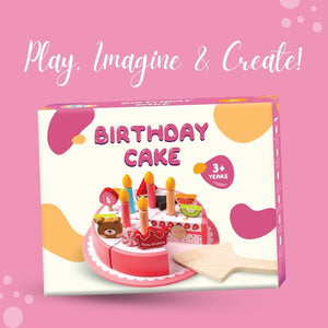 Cots and Cuddles Wooden Birthday Cake Pretend Play Toy for Kids - CNCWoodenBirthdayCake
