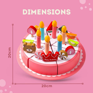 Cots and Cuddles Wooden Birthday Cake Pretend Play Toy for Kids - CNCWoodenBirthdayCake