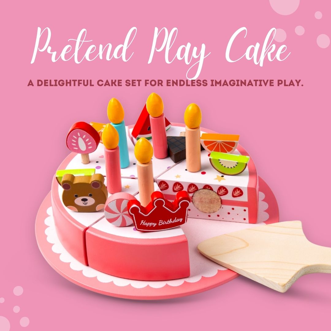 Cots and Cuddles Wooden Birthday Cake Pretend Play Toy for Kids - Pretend & Play Toys