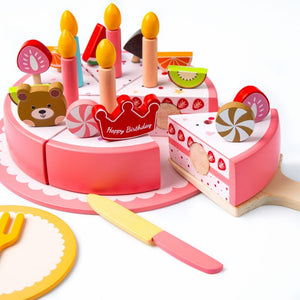Cots and Cuddles Wooden Birthday Cake Pretend Play Toy for Kids - CNCWoodenBirthdayCake