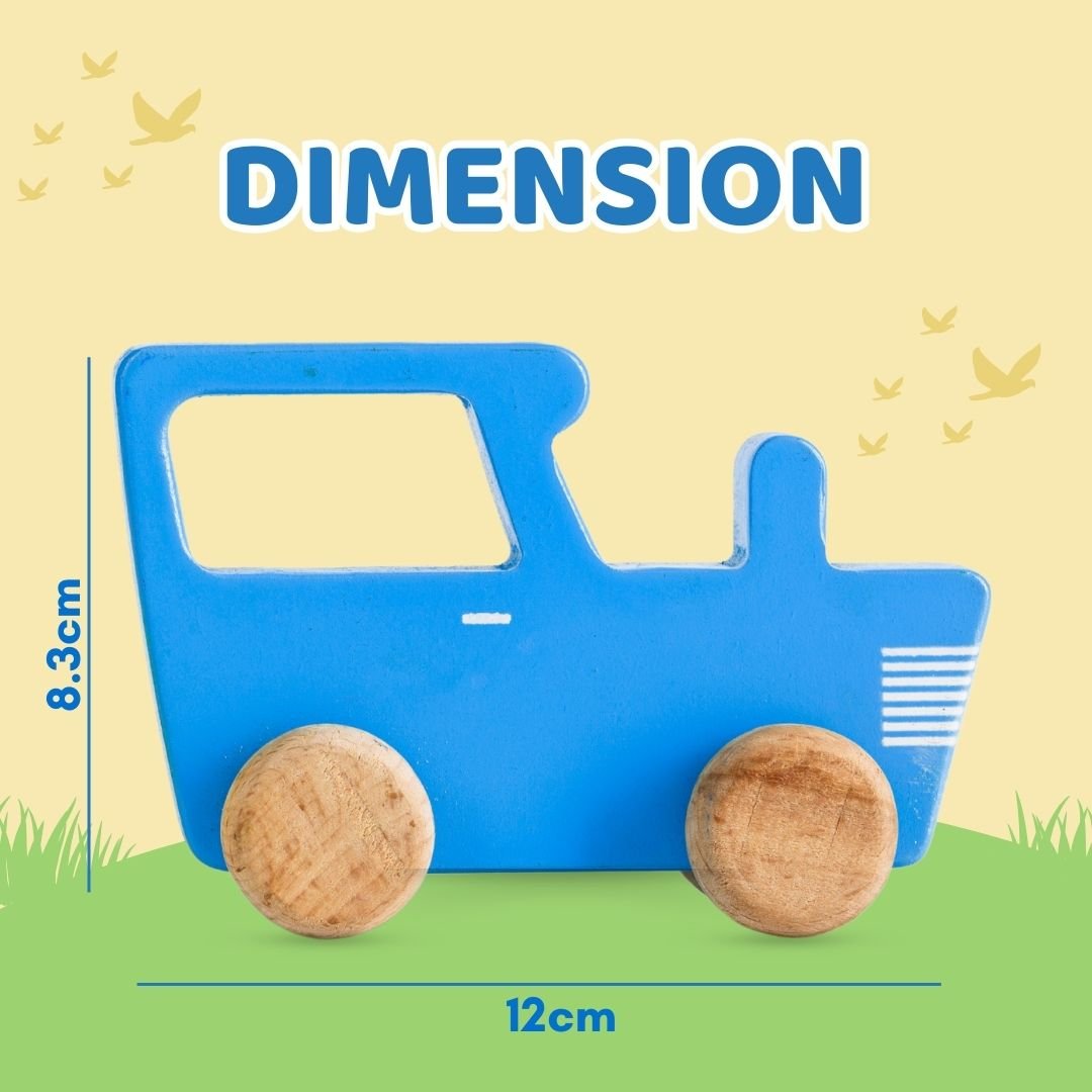 Cots and Cuddles Wooden Blue Tractor Toy for Kids - CNCWoodenBlueTractor