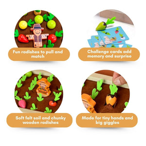 Cots and Cuddles Wooden Carrot & Reddish Farm Harvesting Game for Kids - CNCWoodenHarvestingGame