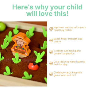 Cots and Cuddles Wooden Carrot & Reddish Farm Harvesting Game for Kids - CNCWoodenHarvestingGame