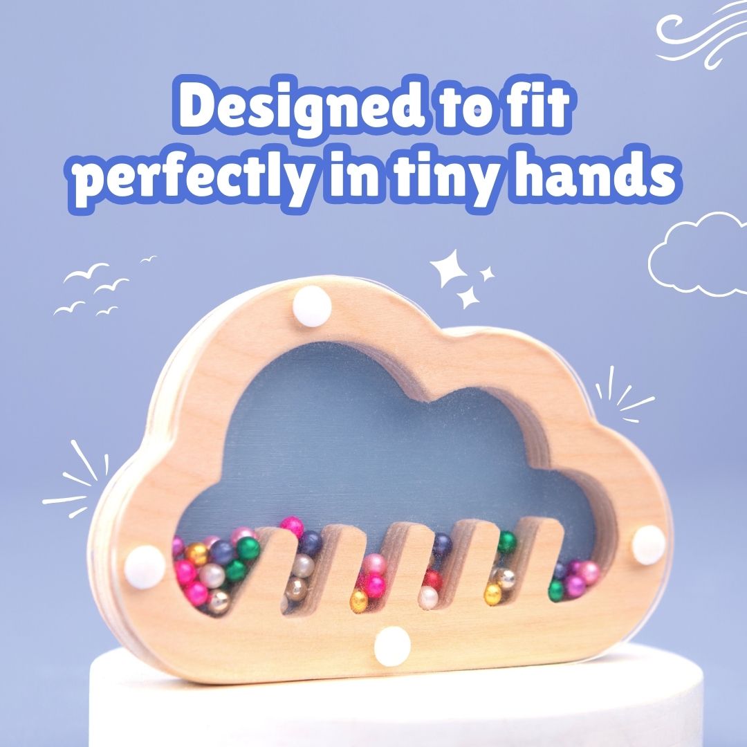 Cots and Cuddles Wooden Cloud Shape Rattle for Kids - CNCWoodenCloudRattle
