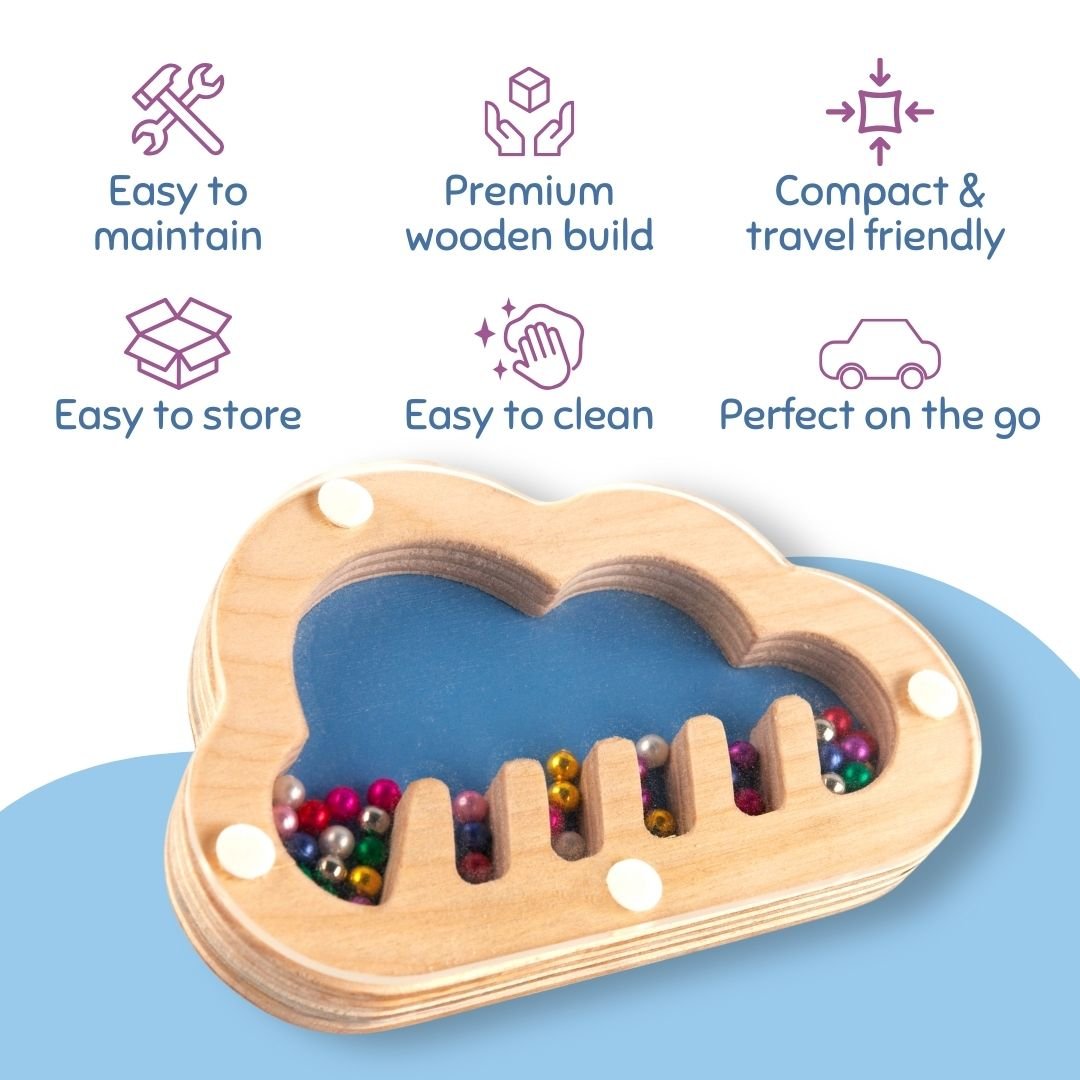 Cots and Cuddles Wooden Cloud Shape Rattle for Kids - CNCWoodenCloudRattle