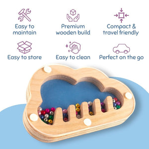 Cots and Cuddles Wooden Cloud Shape Rattle for Kids - CNCWoodenCloudRattle