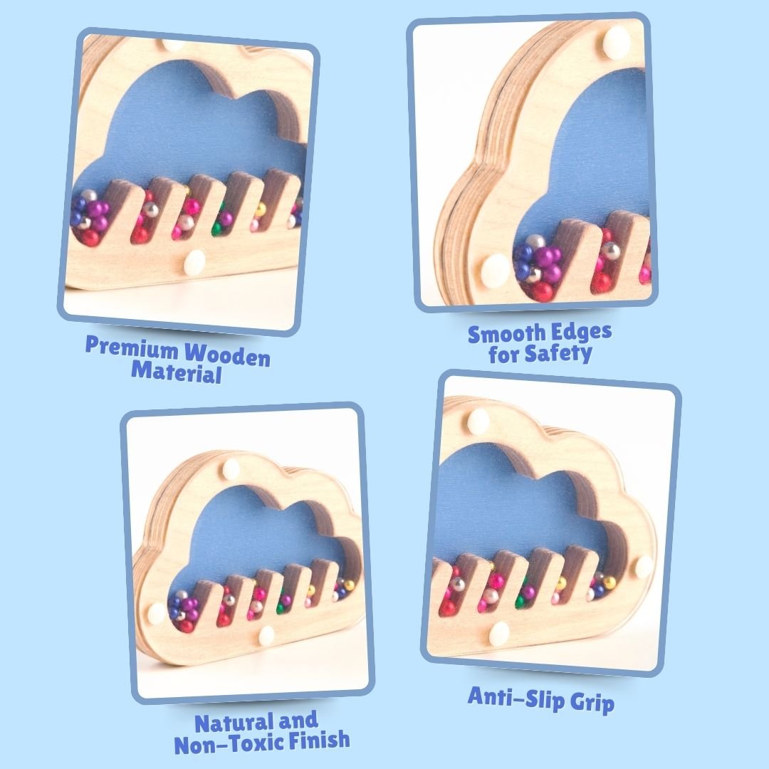 Cots and Cuddles Wooden Cloud Shape Rattle for Kids - CNCWoodenCloudRattle