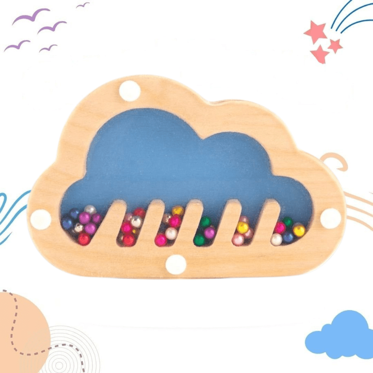 Cots and Cuddles Wooden Cloud Shape Rattle for Kids - Rattle