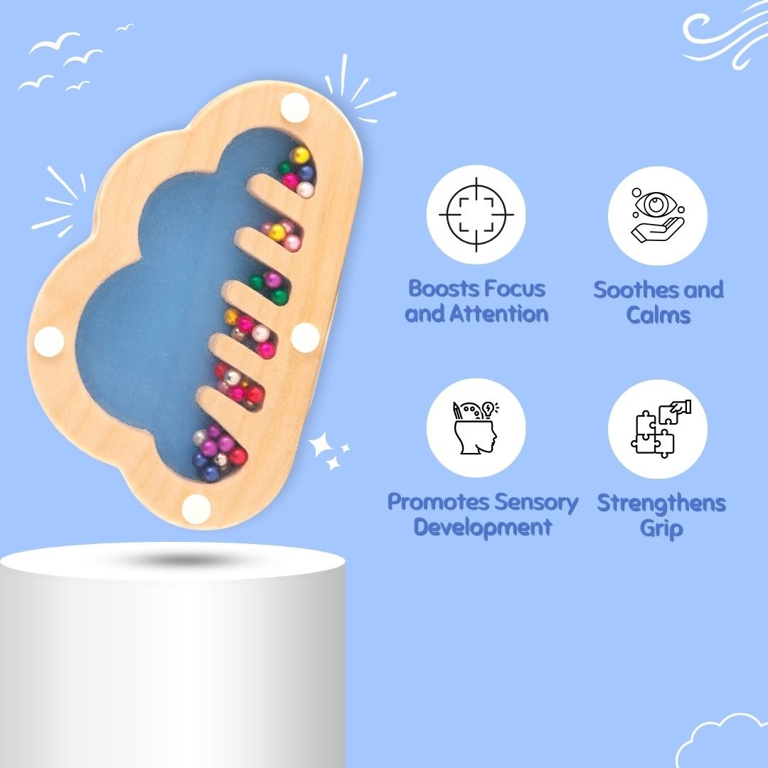 Cots and Cuddles Wooden Cloud Shape Rattle for Kids - CNCWoodenCloudRattle