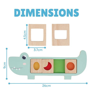 Cots and Cuddles Wooden Crocodile Snap and Learn Shapes Board for Kids - CNC Wooden Crocodile Snap and learn Shapes