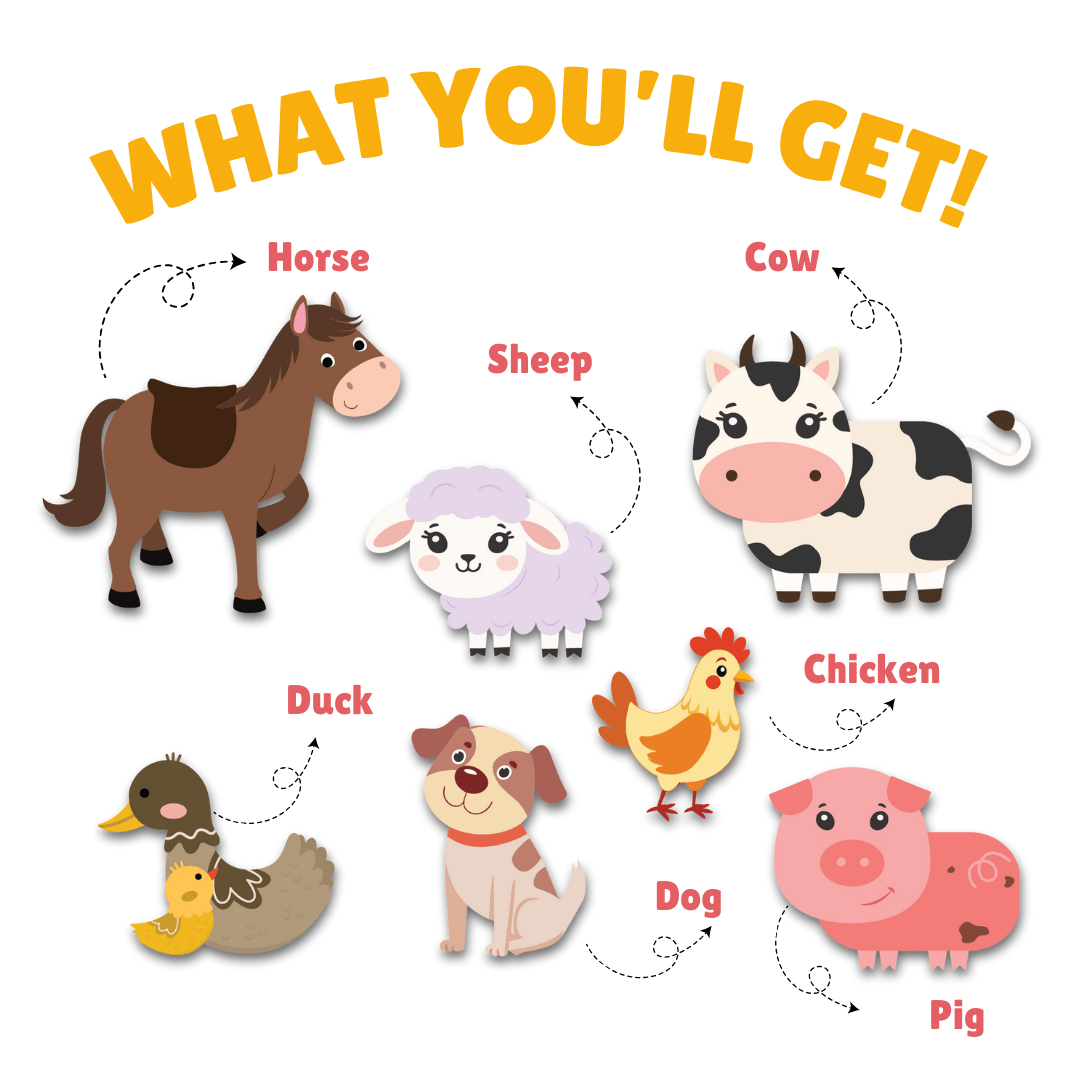 Cots and Cuddles Wooden Farm Animals Shapes Chunky Match Puzzle - CNC Wooden Chunky Puzzle Farm