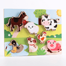 Cots and Cuddles Wooden Farm Animals Shapes Chunky Match Puzzle - CNC Wooden Chunky Puzzle Farm