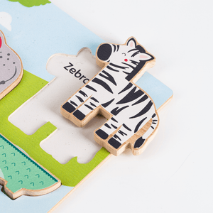 Cots and Cuddles Wooden Jungle Animal Shapes Chunky Match Puzzle - CNC Wooden Chunky Puzzle Farm