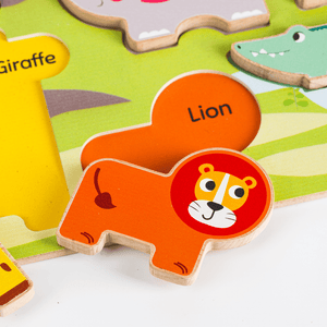 Cots and Cuddles Wooden Jungle Animal Shapes Chunky Match Puzzle - CNC Wooden Chunky Puzzle Farm
